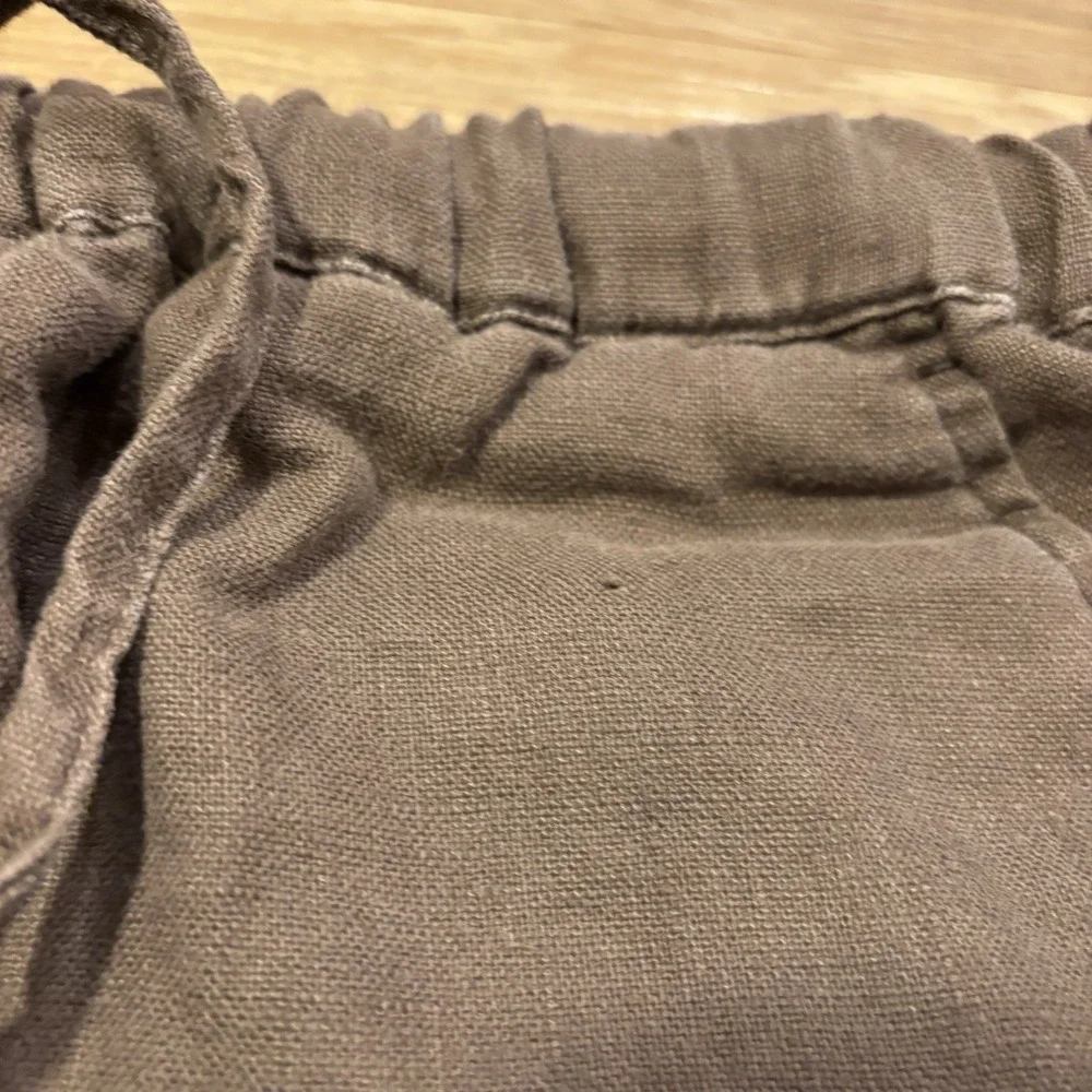 Martin Gordon Pants Mens L Brown 100% Linen Wide Leg Relaxed Trousers Drawstring